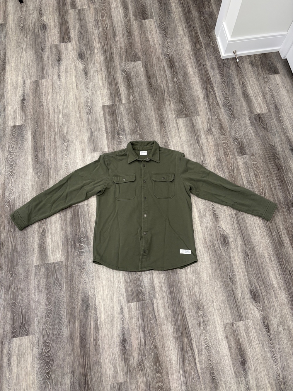 Frank & Oak Olive Green Casual Button-Down Shirt
